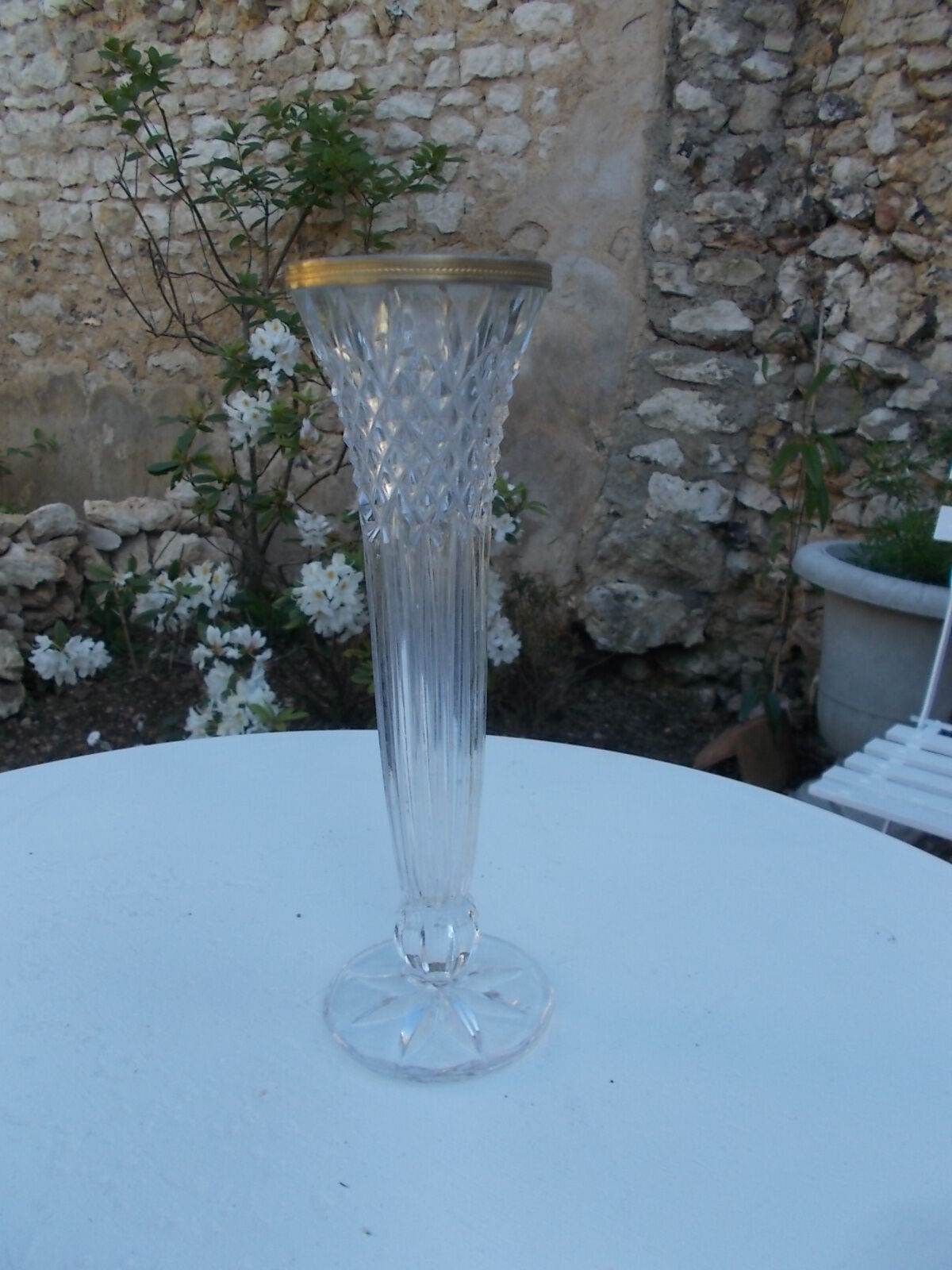 Old vase on molded glass standing