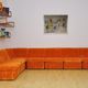 Mid-century orange corduroy modular sofa, 1970s