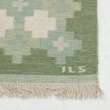 Tapis à vagues plates suédoises Teppich en vert années 1960 198 X 142 cm