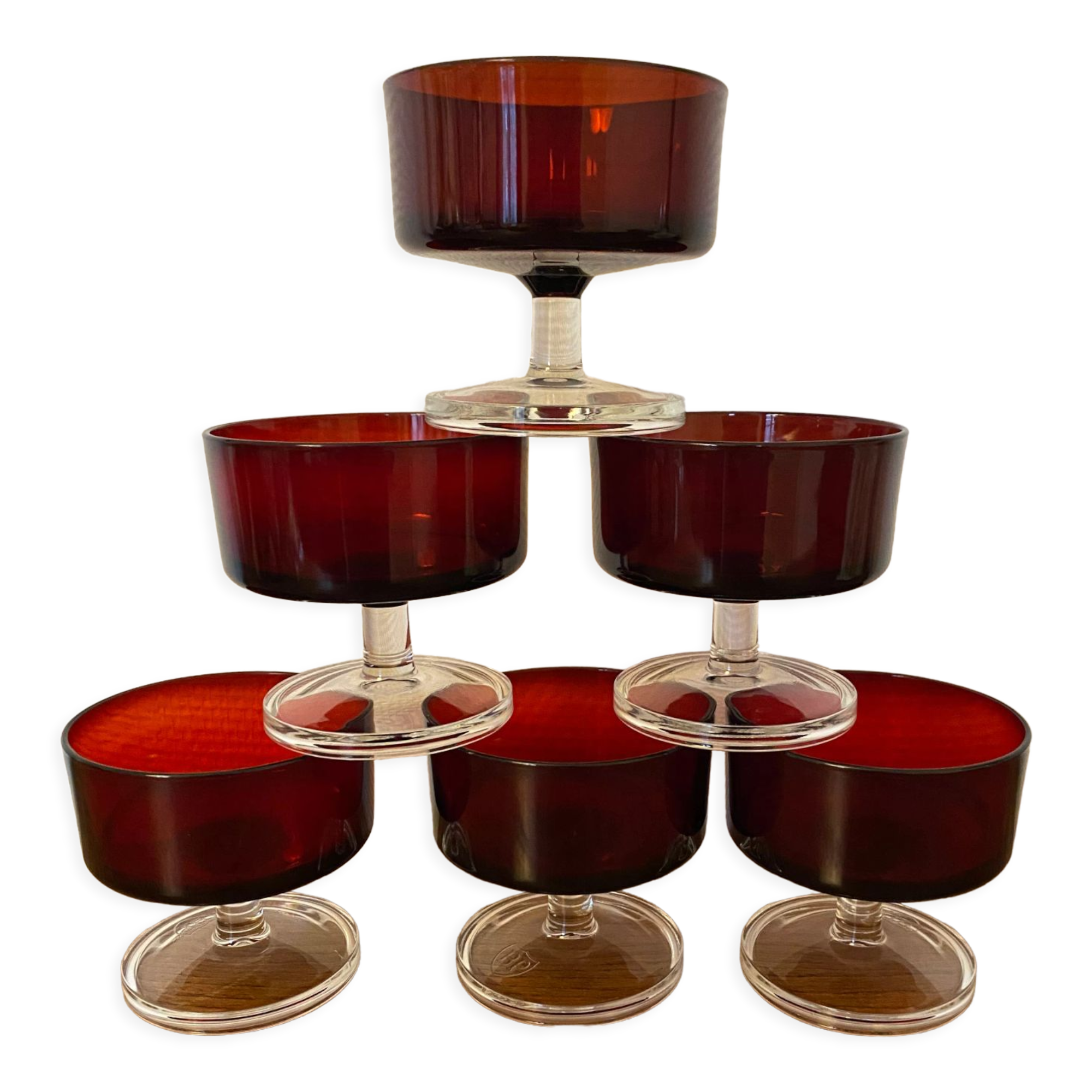 Set of 6 champagne glasses Sweden Ruby