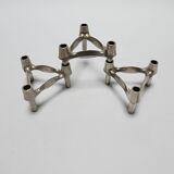 3 Stoff Nagel vintage design 1970s modular metal candle holders