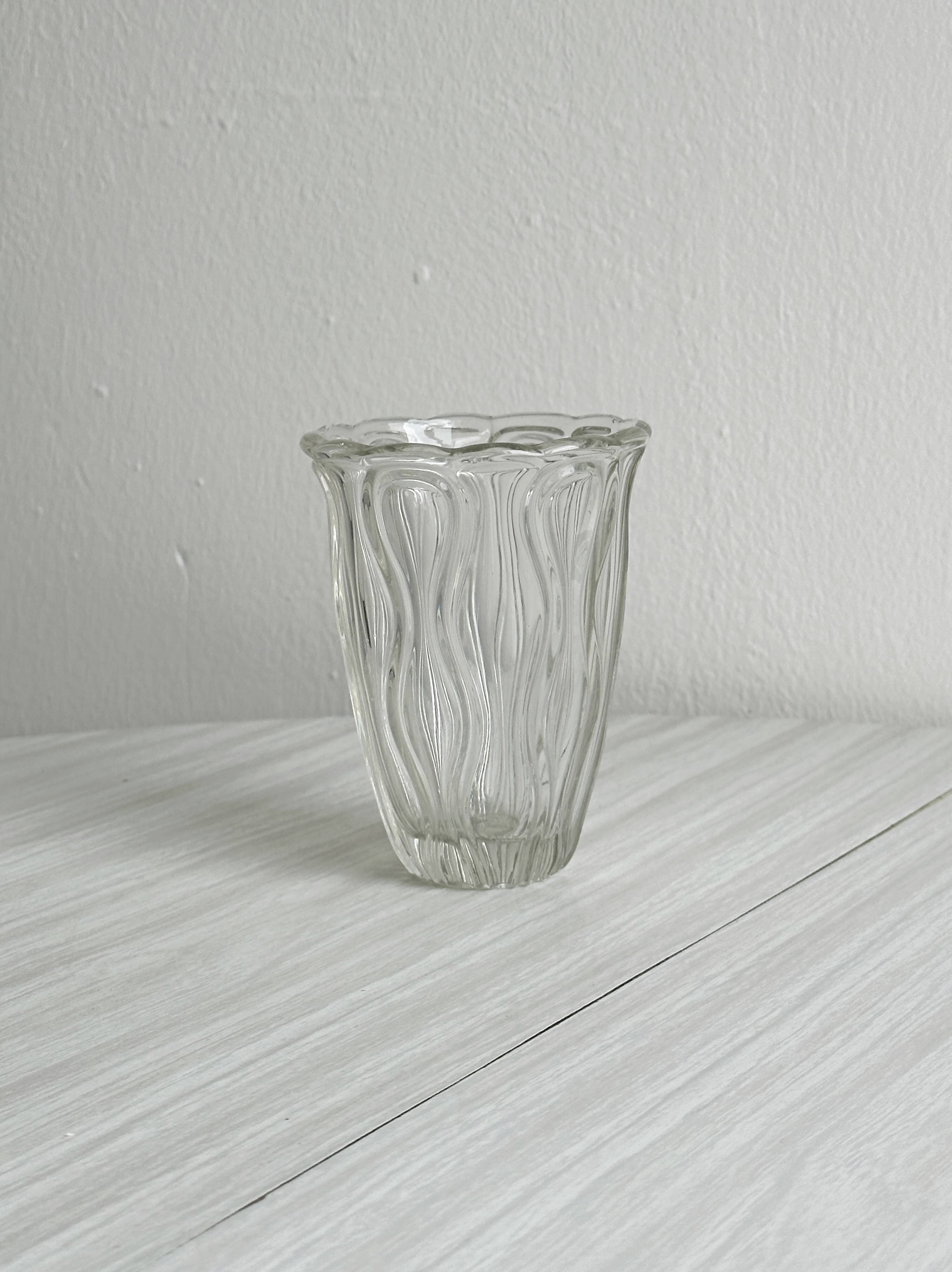 Thick transparent glass vase