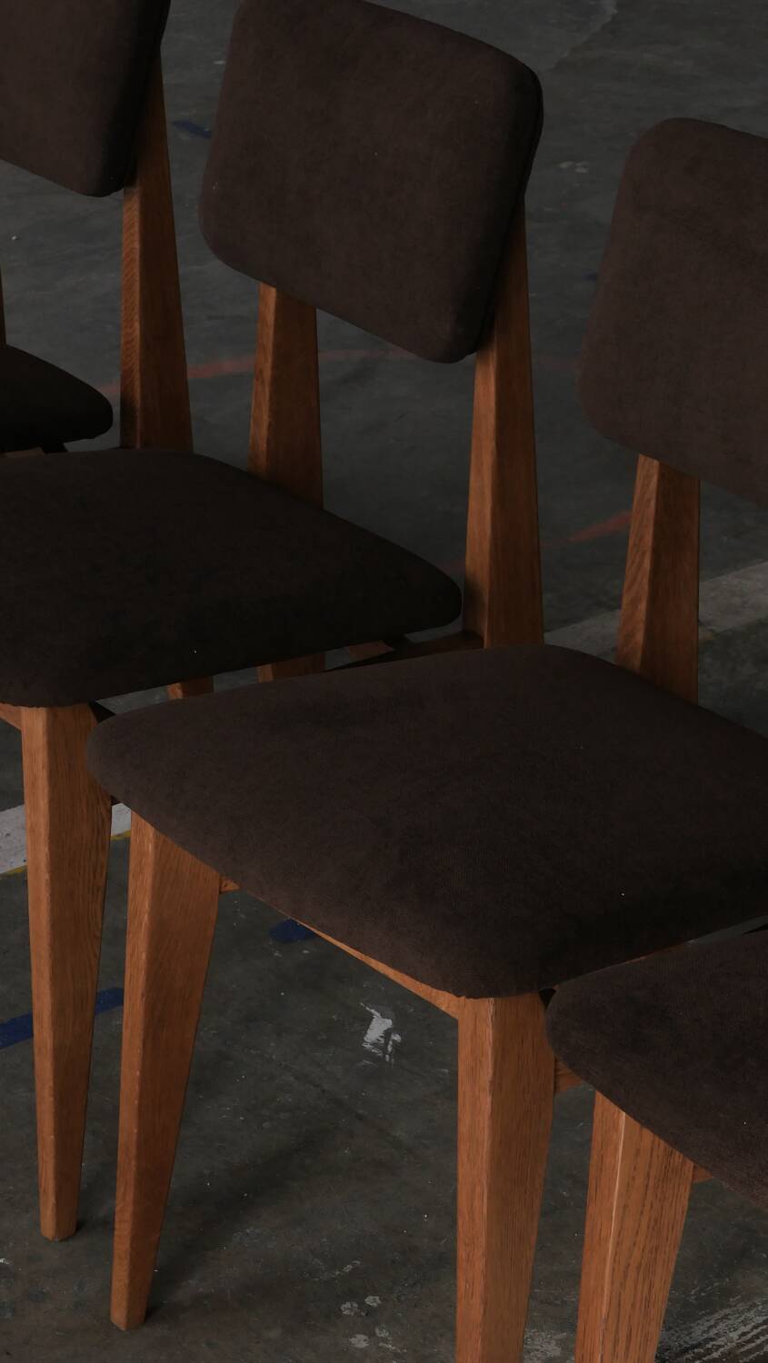 Set of six marcel gascoin chairs model ca, arhec edition.
