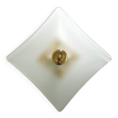 Ceiling lamp in satin glass and brass, 1970s