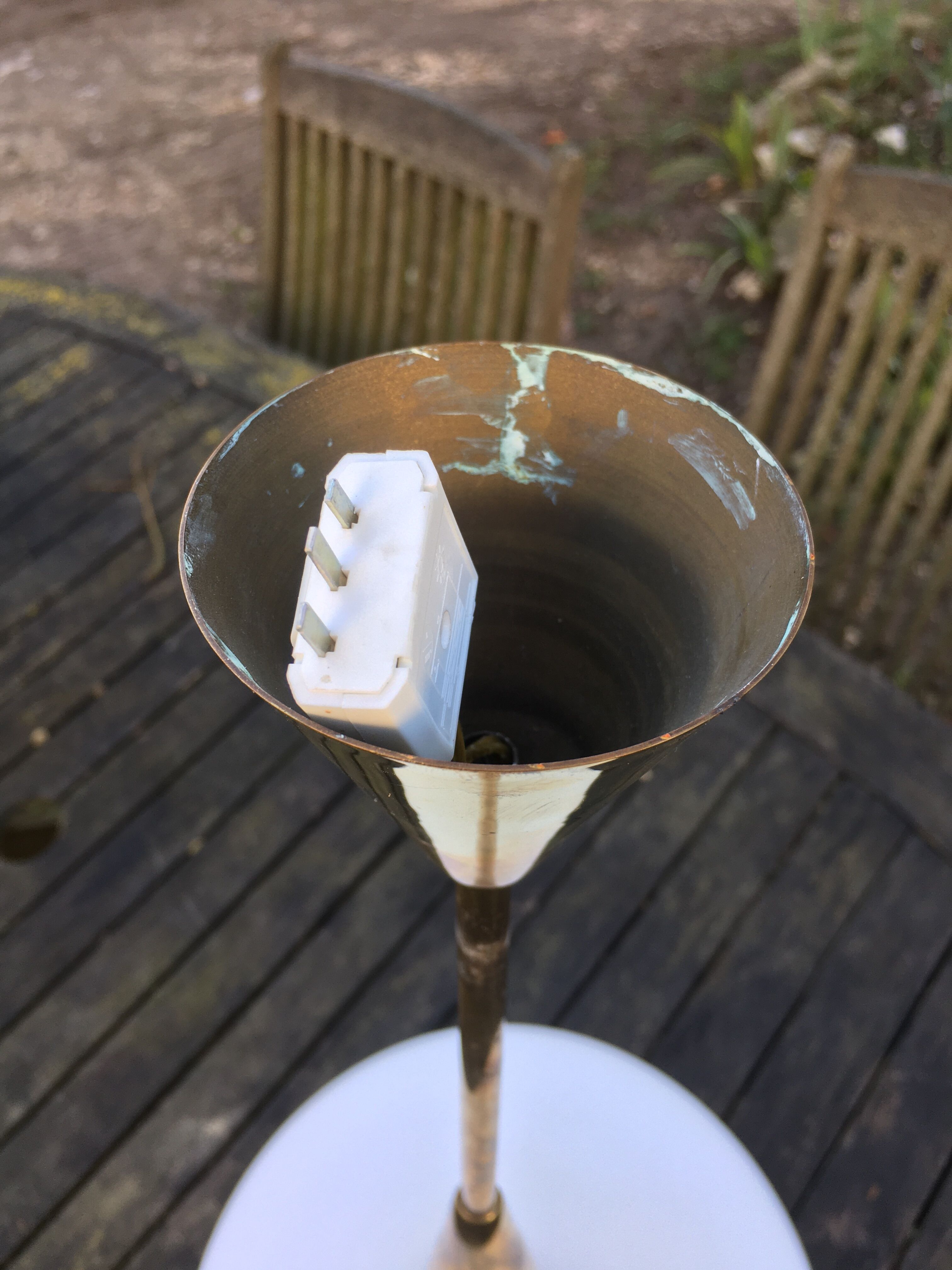 Golden brass white glass hanging