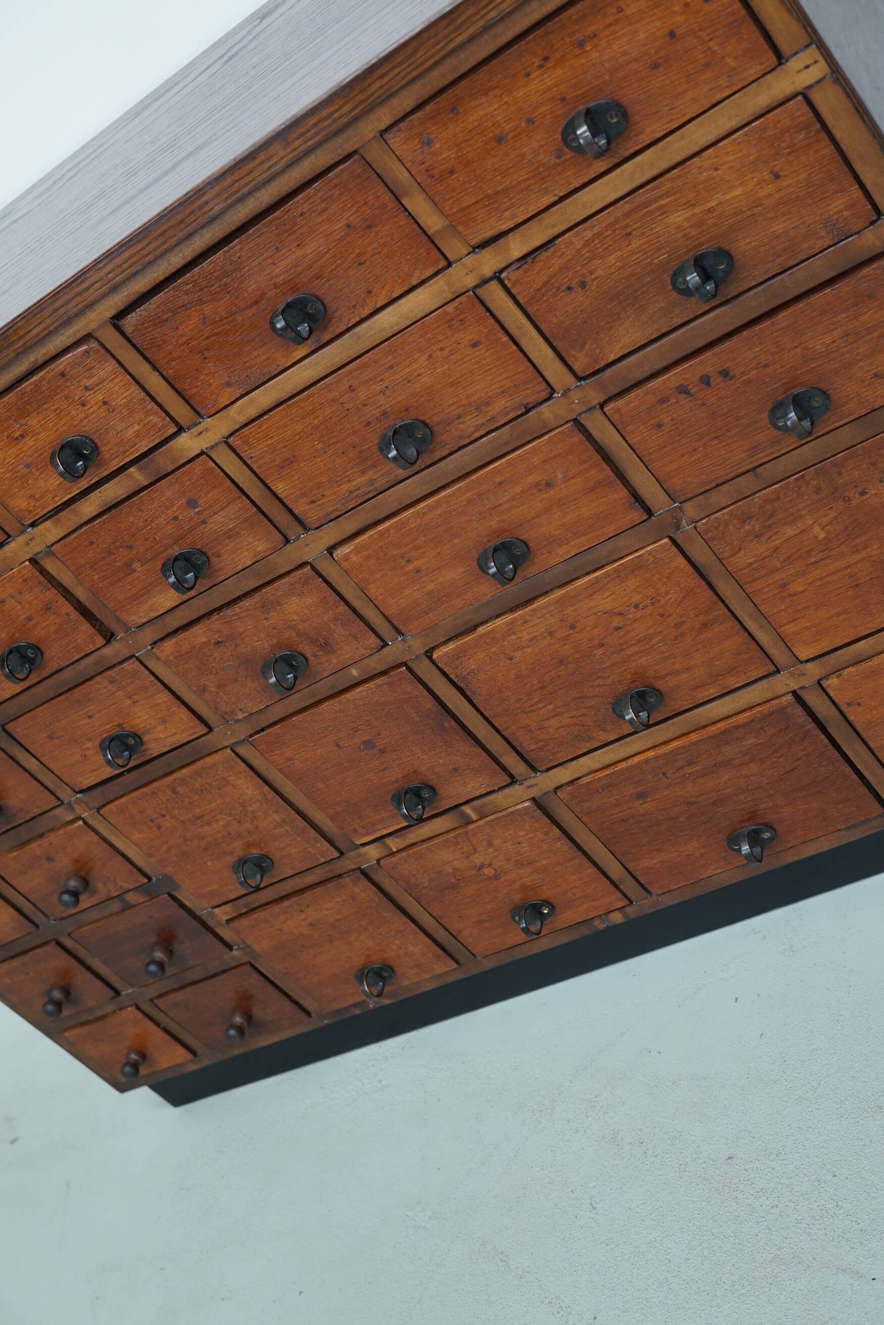 Vintage dutch oak jewelers / watchmakers cabinet, circa 1930