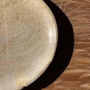 Small oval beige solid petrified wood tray or pocket emptier D24-19 -3311