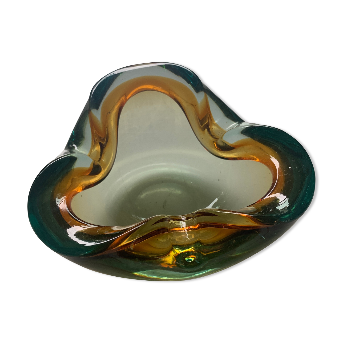 Murano glass clover-shaped ashtray