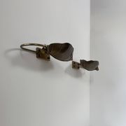 Pair of vintage wall lights, patinated brass, France, 1970.