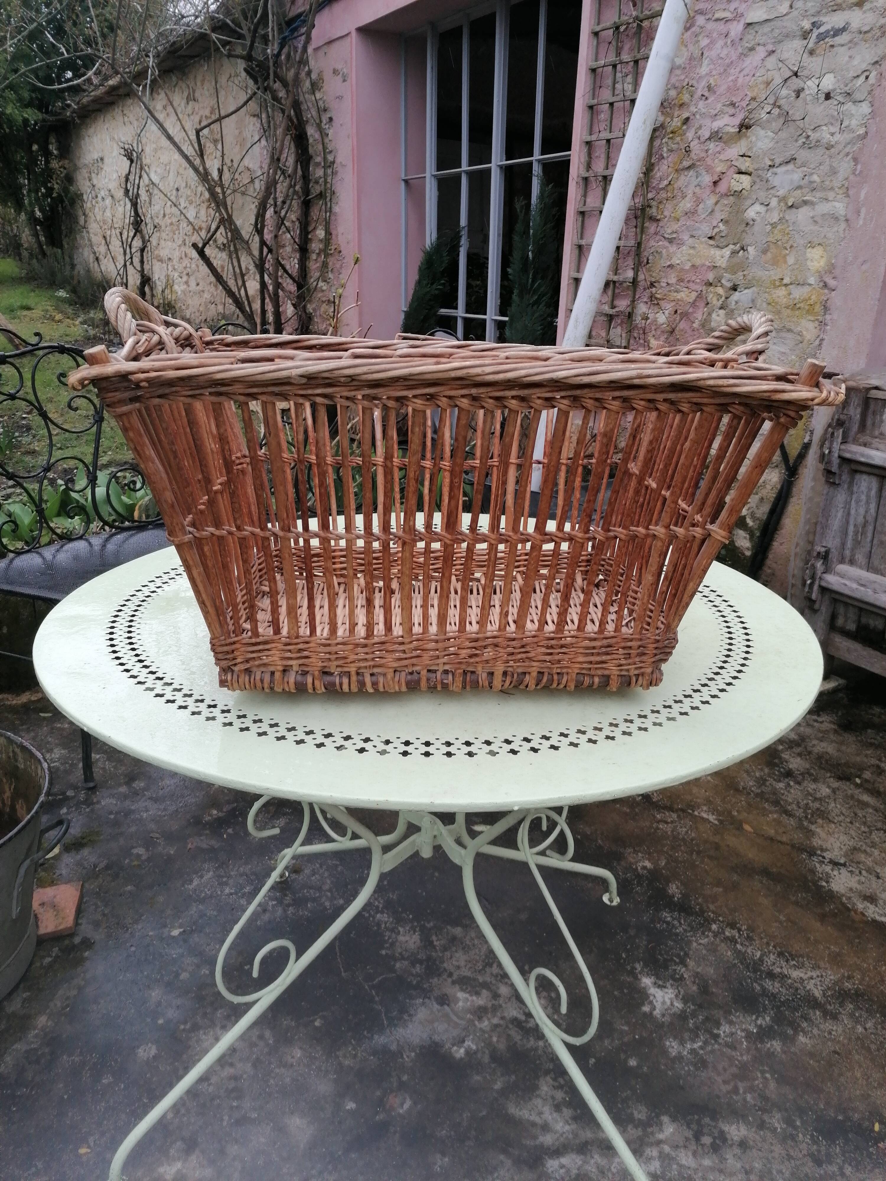 Antique wicker laundry basket