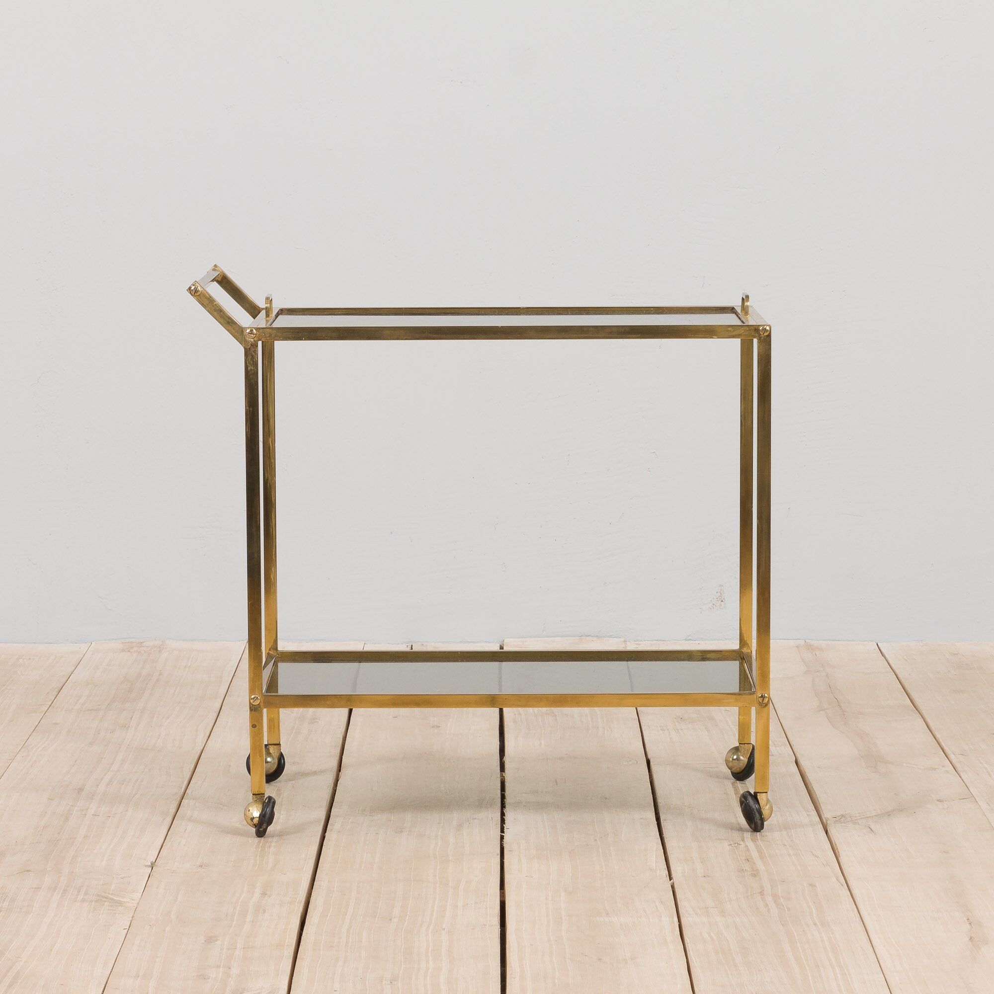 Mid-century italian brass bar cart with portable tray, 1960s