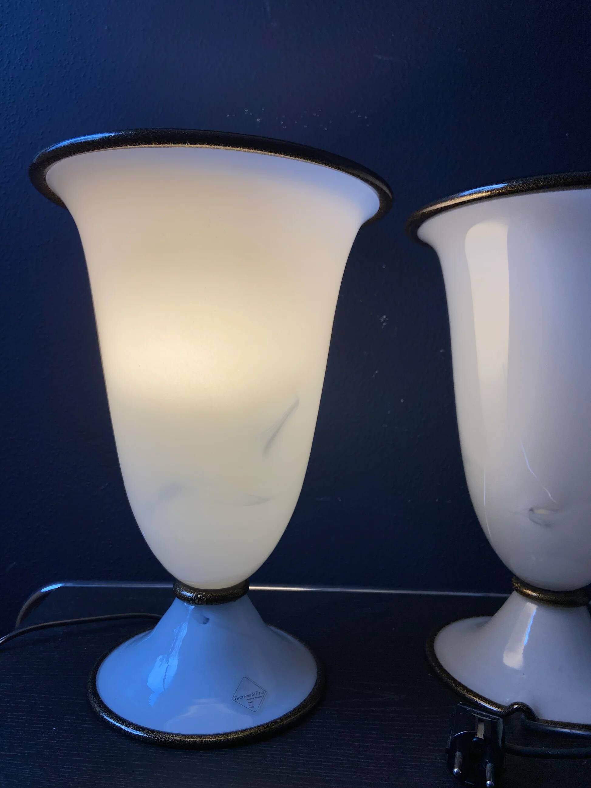 Paire de lampes de table Barovier & Toso Primavera, Italie, années 1970