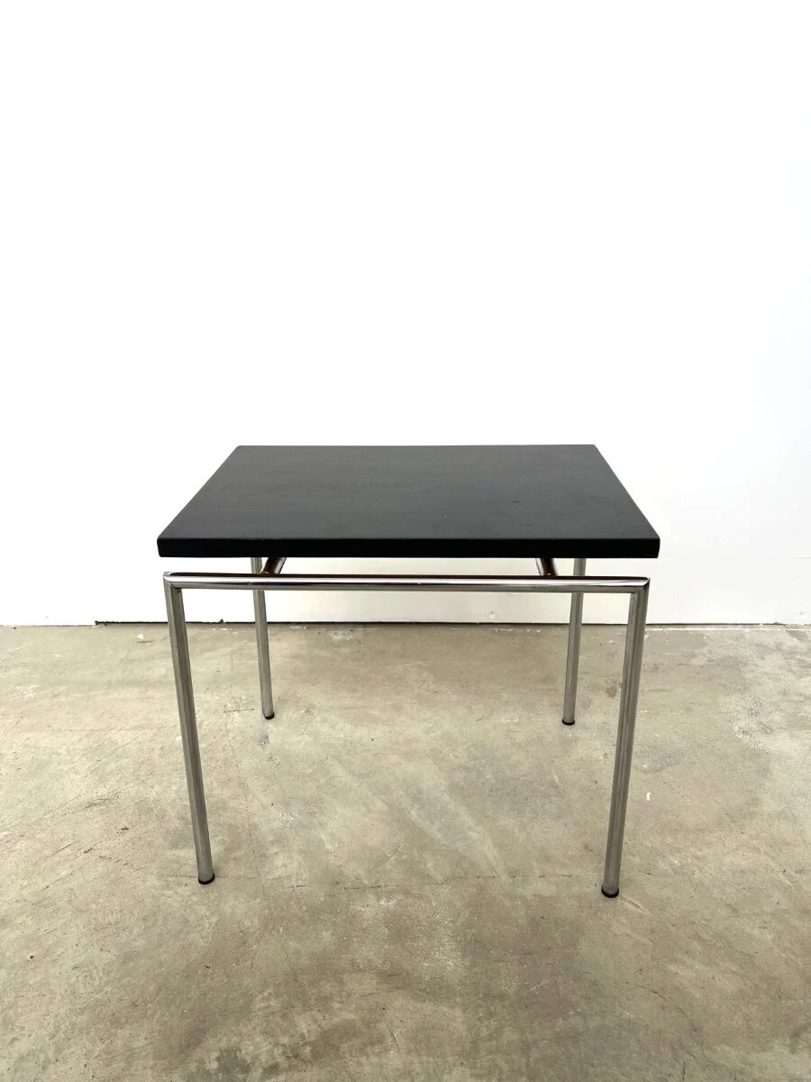 Vintage side table – Chrome and black – Netherlands 1960