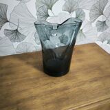 Smoked glass vase with blue gradient