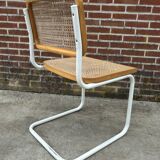 Cesca chair b32 model in white and wood by Marcel Breuer
