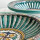 2 antique handmade ceramic dishes, colorful plates