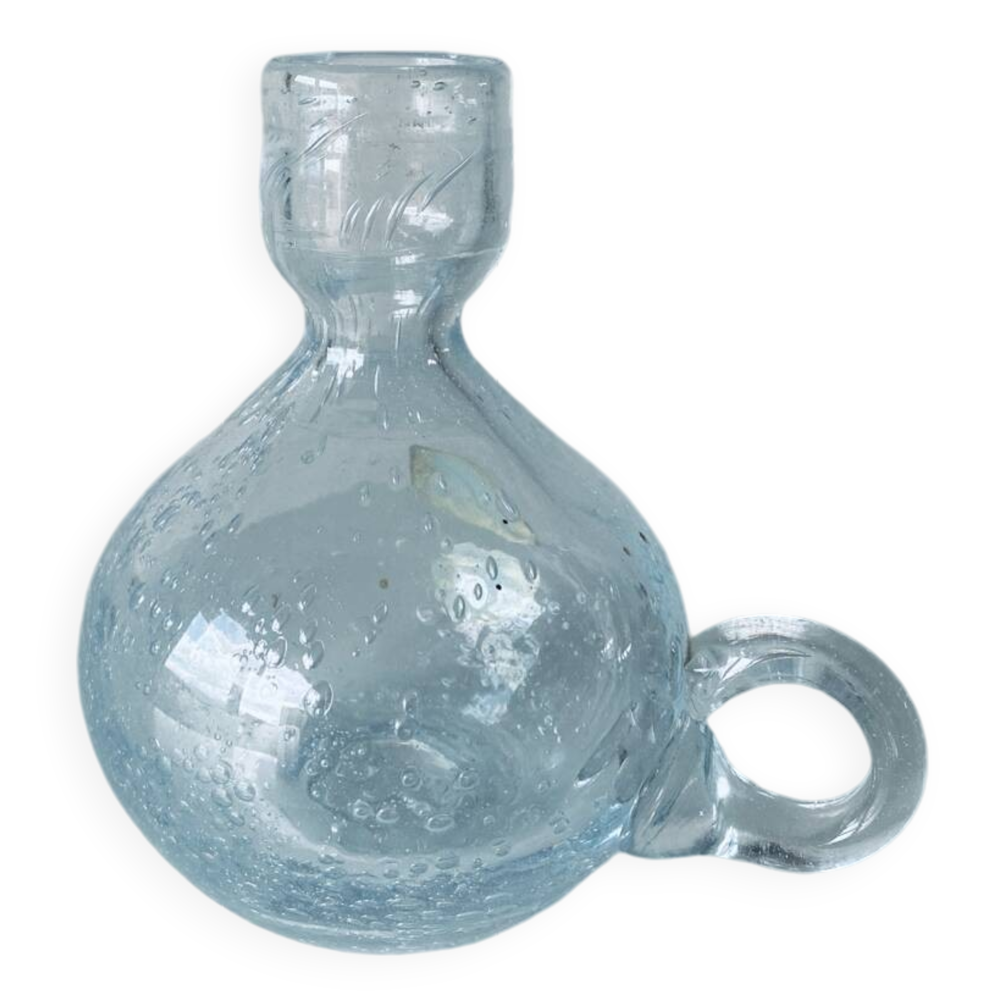 Blown crystal candle holder