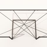 Table basse rectangulaire en acier et en verre