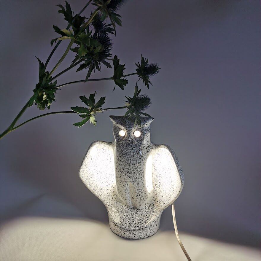 Vintage lamp owl owl ceramic faience