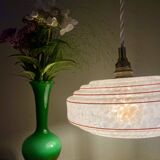 Vintage pink and red Clichy glass lampshade pendant light