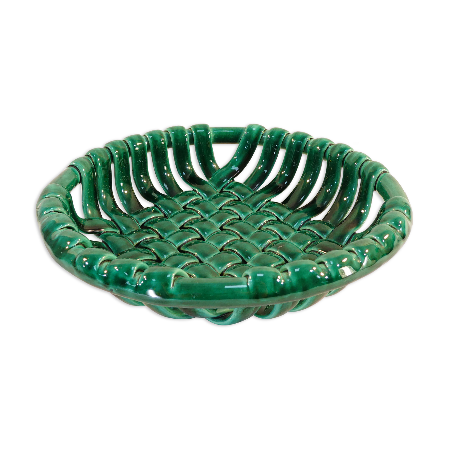 Fruit cup in openwork ceramic green
