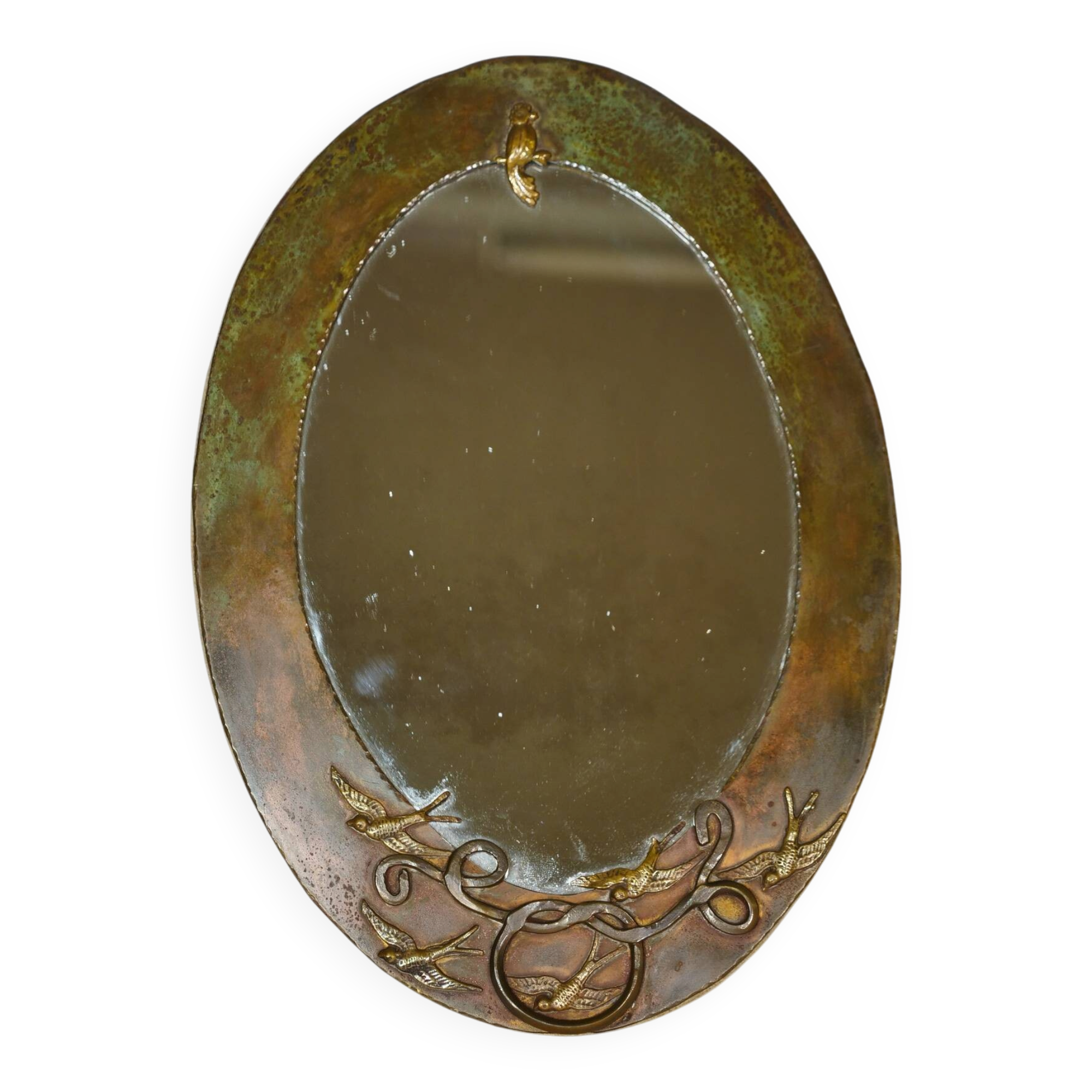 French Art Nouveau Vanity Mirror in Metal, circa 1900