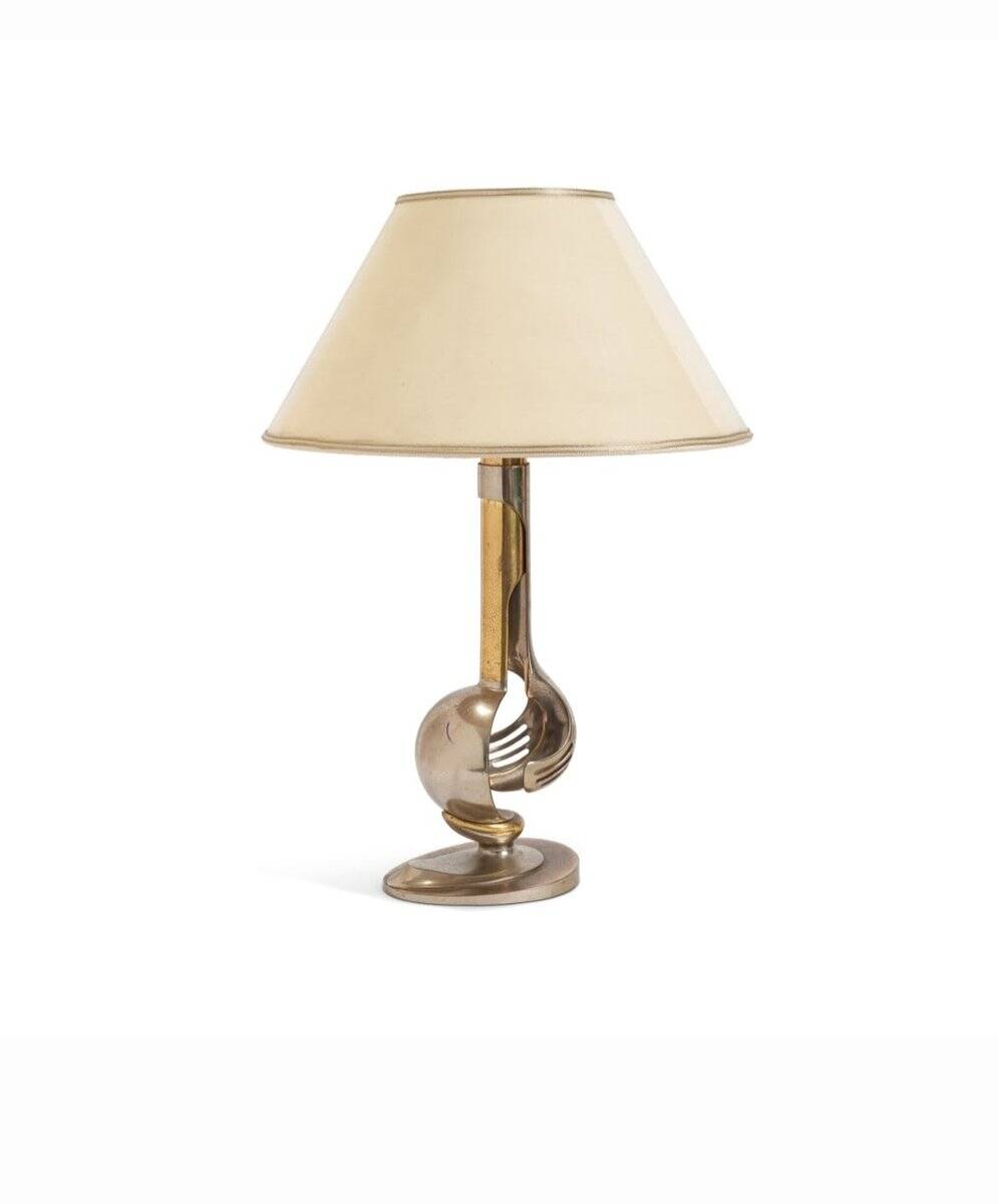 Lampe de table en laiton avec décoration informelle, années 1960