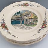 Set of 5 flat plates vintage faïence de Sarreguemines