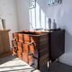 Commode teck poignées cuir 1960