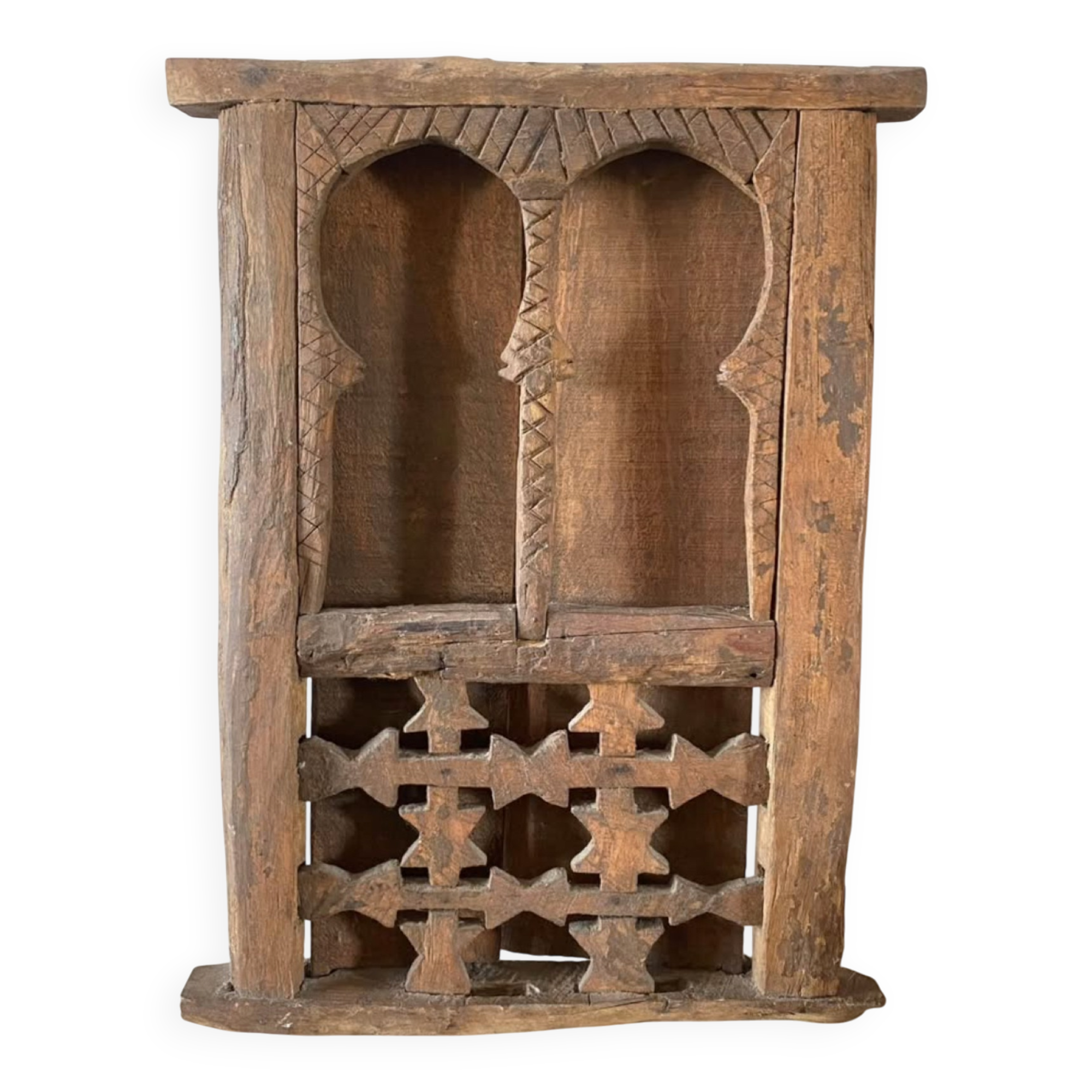 Window of an ancient Kasbah in carved solid wood – Berber craftsmanship