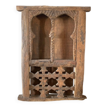 Window of an ancient Kasbah in carved solid wood – Berber craftsmanship