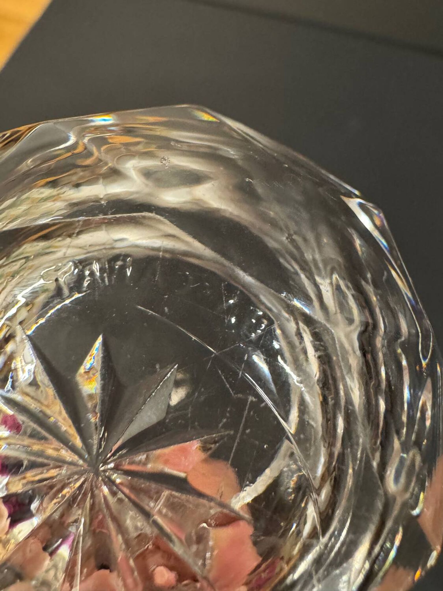 Baccarat double cut crystal salt cellar with metal mount