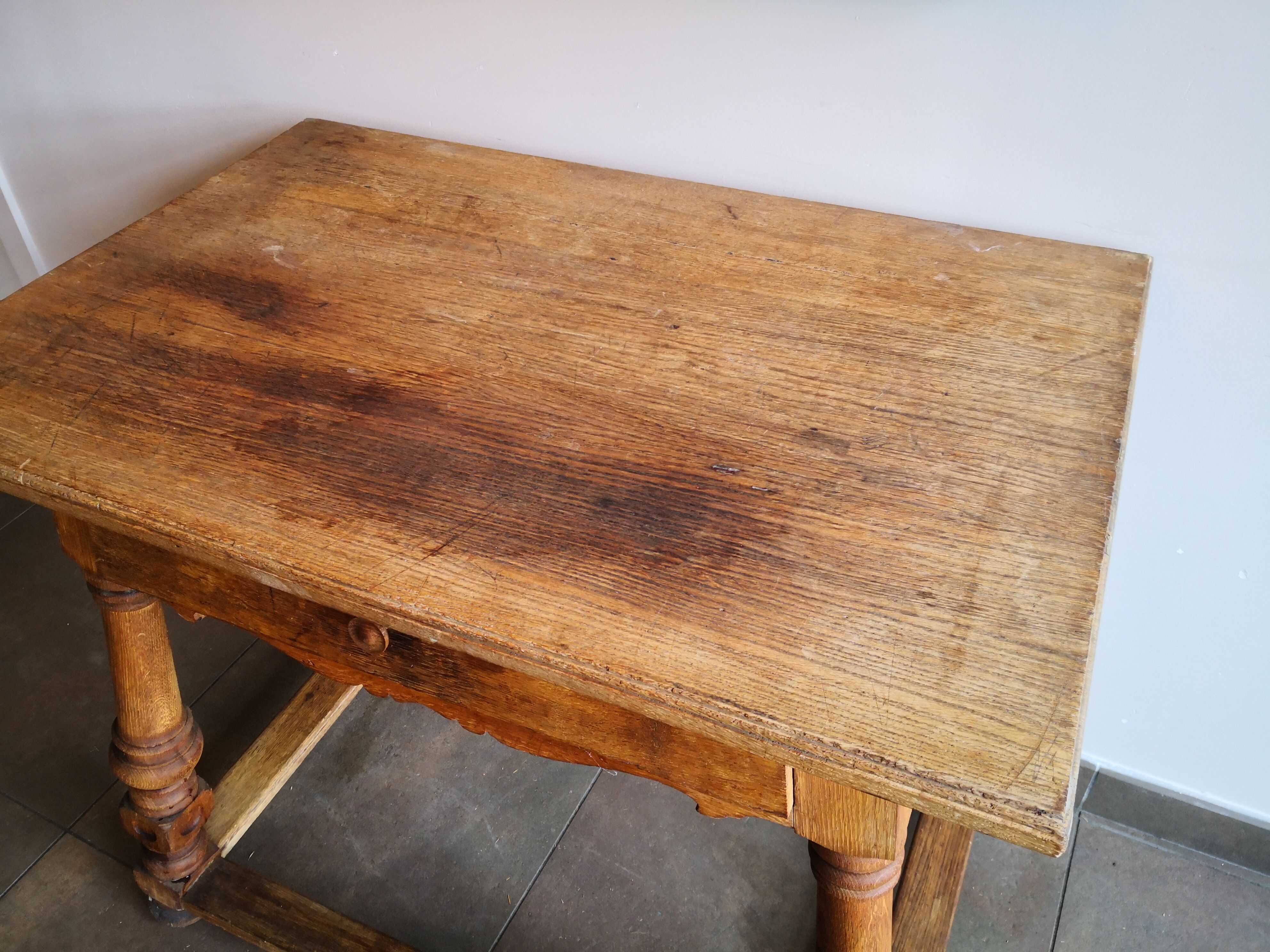 Old country desk feet turned