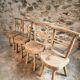 Ensemble de salle à manger rustique fait main avec table en chêne et frêne et 4 chaises, années 1960