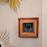 Vintage rattan framed butterfly