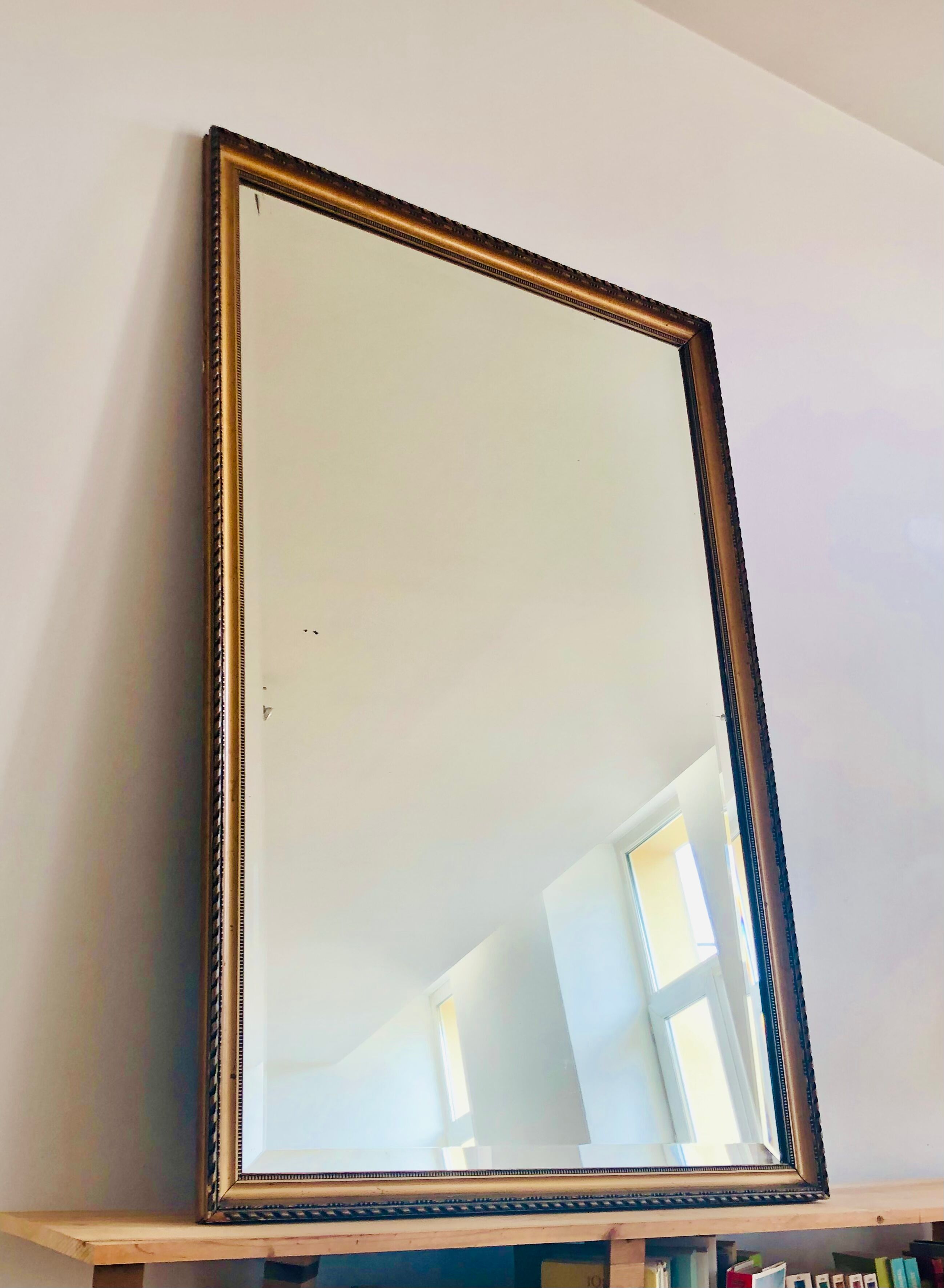 Old mirror in wood and gilded stucco, 114 x 93 cm