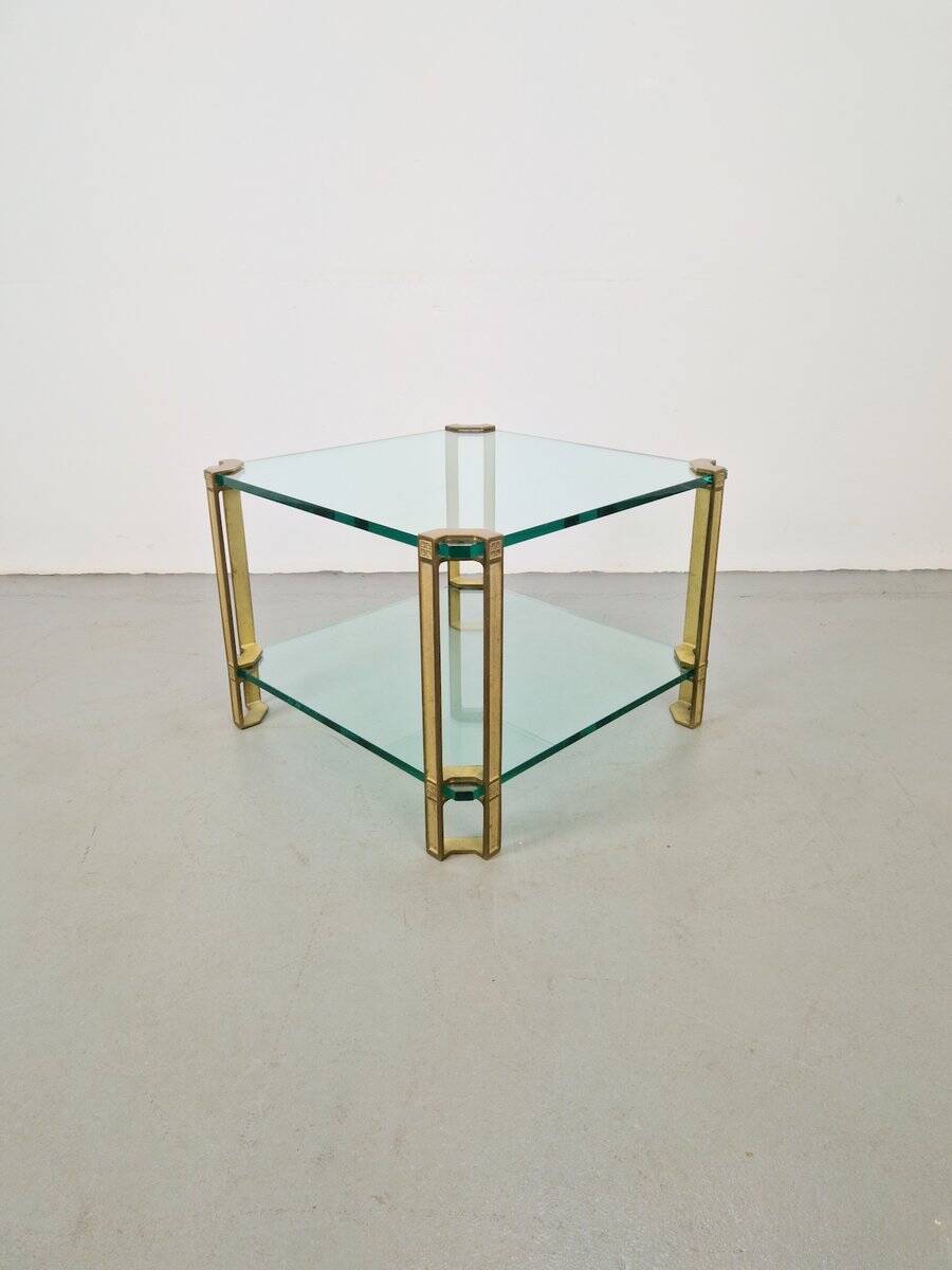 T24 Coffee Table in Brass with Double Glass Tops by Peter Ghyczy, 1970s