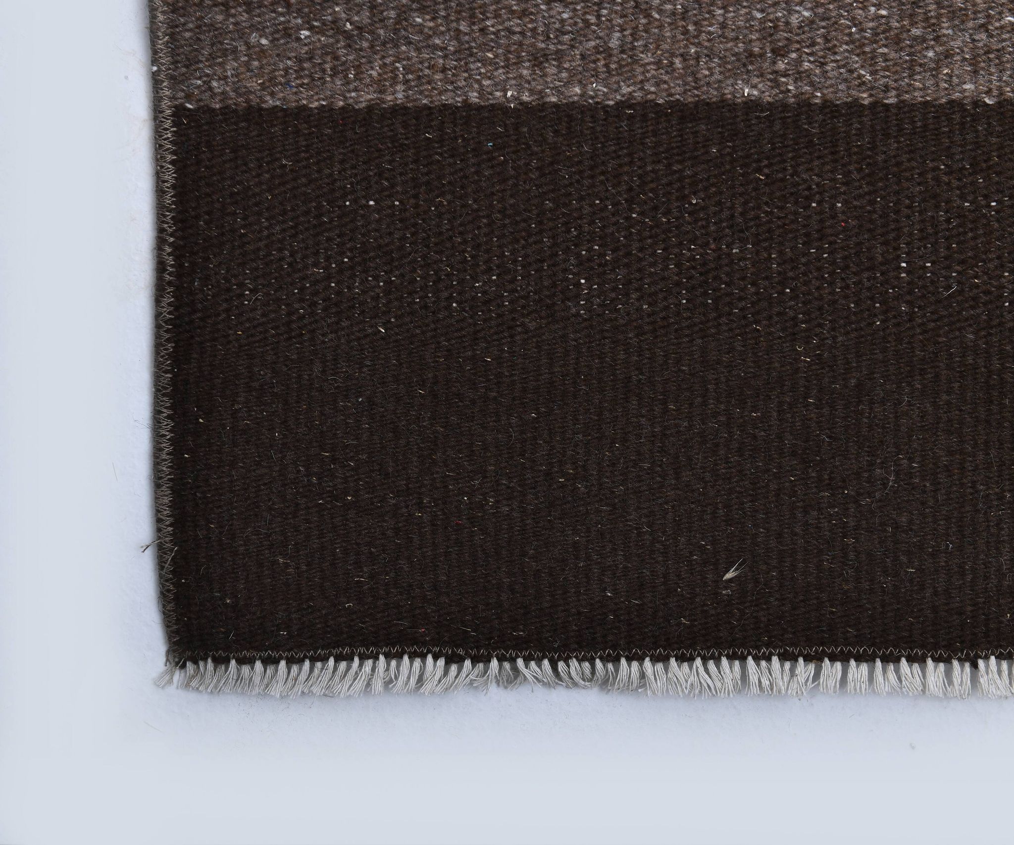 418x65 cm dark brown beige turkish runner wool kilim rug, corridor kilim