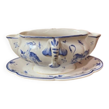 Moustiers blue decor sauce boat