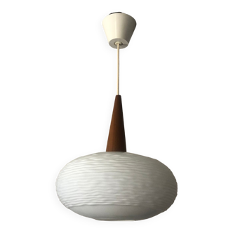 Opaline and teak suspension