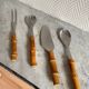 Set of four bamboo serving cutlery