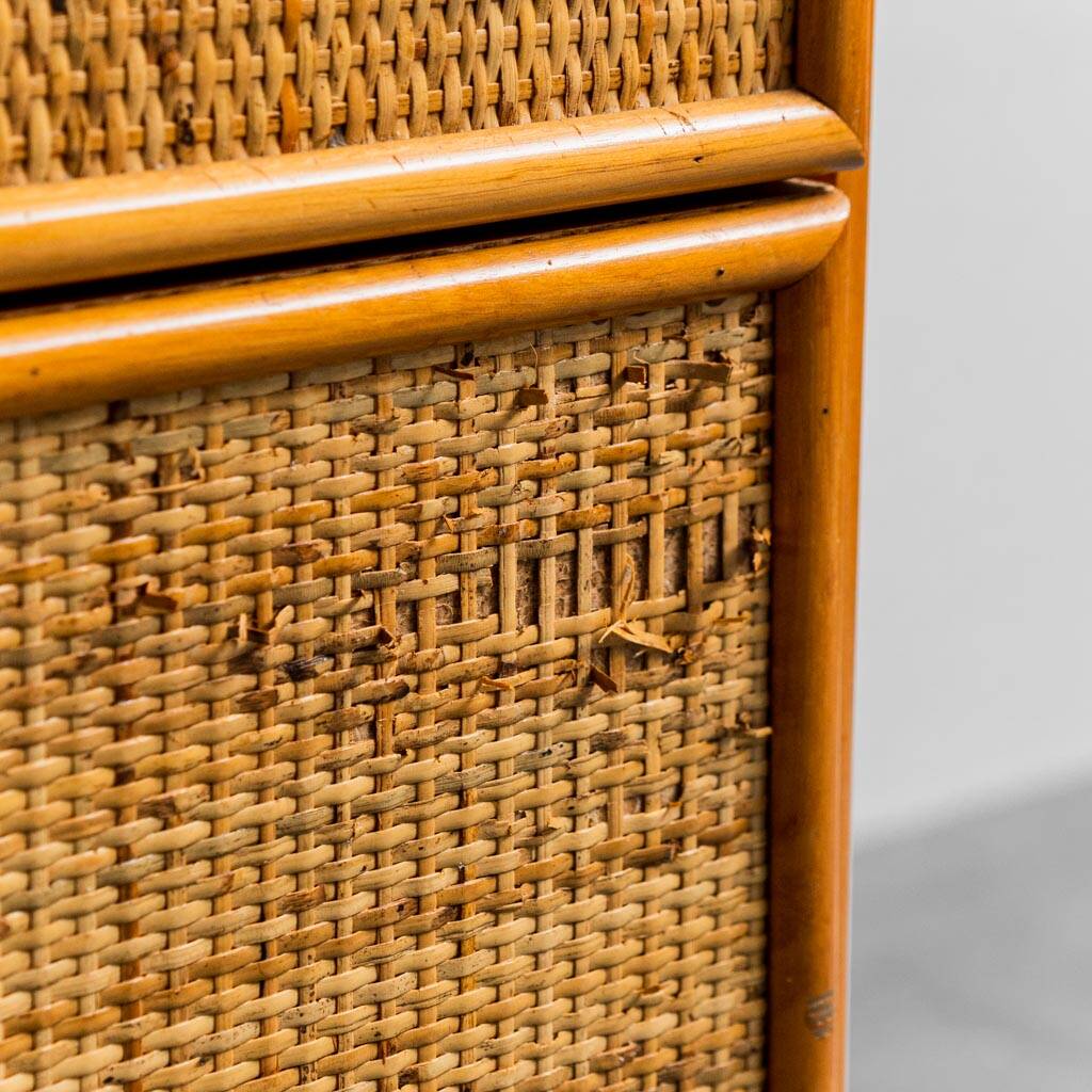 Commode en bois rotin 1970 vintage