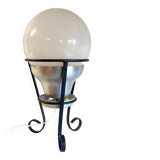 Tripod table lamp in metal, aluminum and blown glass - mid-20th century