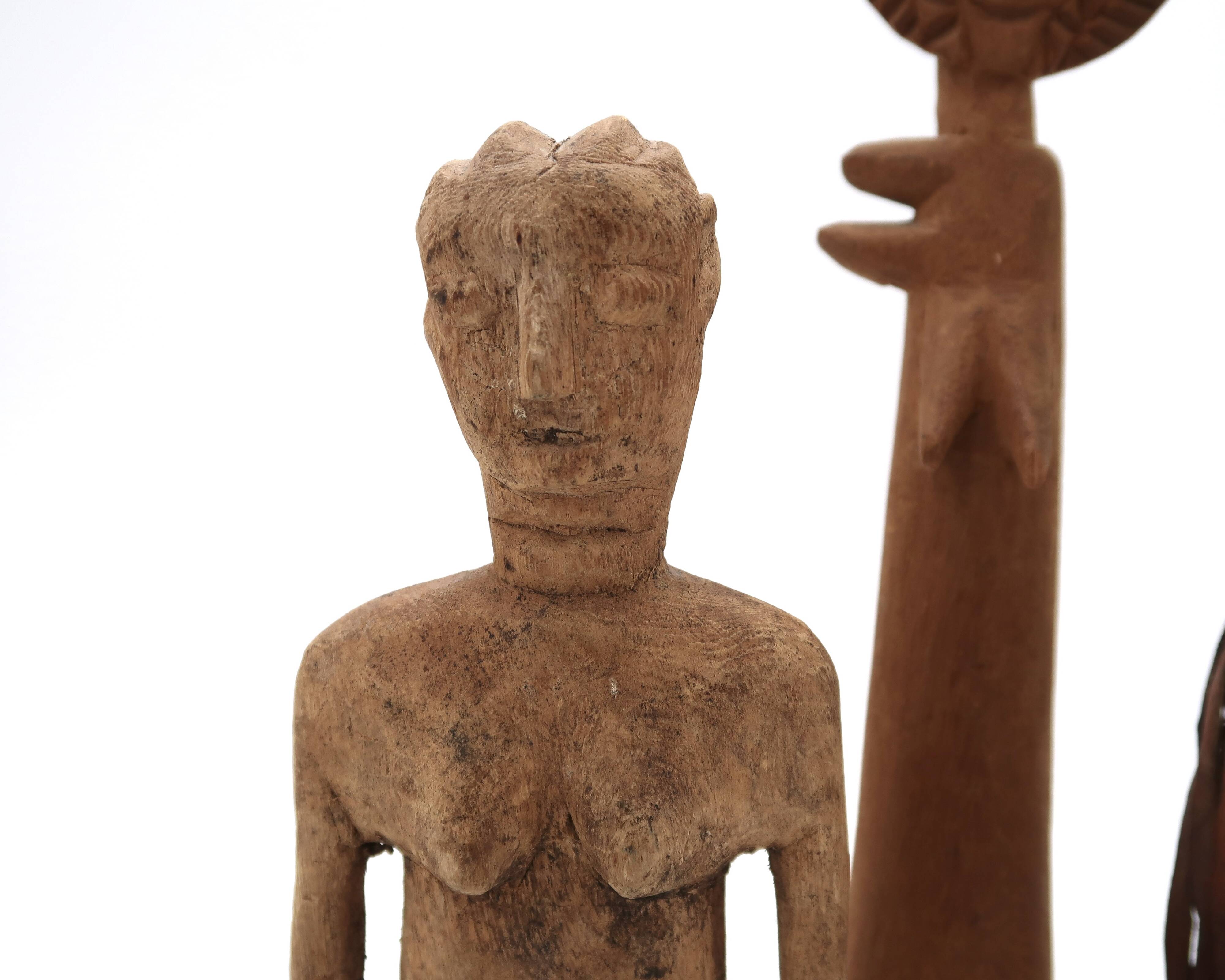 Set of three wooden tribal art statuettes, 1980s