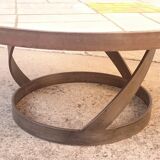 Round ceramic and steel coffee table