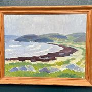 Original Swedish Oil on Panel – “Coastal Landscape” by Curt Rydell – Signed – Vintage & Framed – 33 × 40 cm (13" × 15.7")