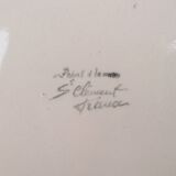 Old dessert plate in barbotine, St Clément factory