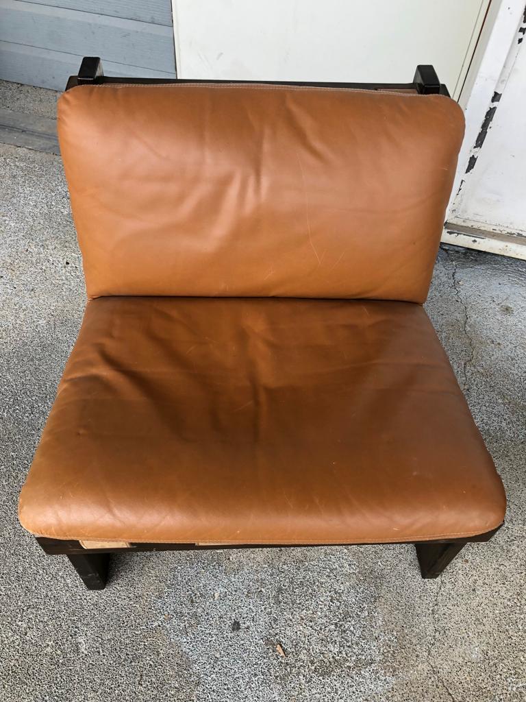 Pair Of Scandinavian Armchairs By Carl Straub Leather Circa1960