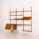Danish teak wall unit in the style of Cadovius, Sorensen with a lamp, 1970s