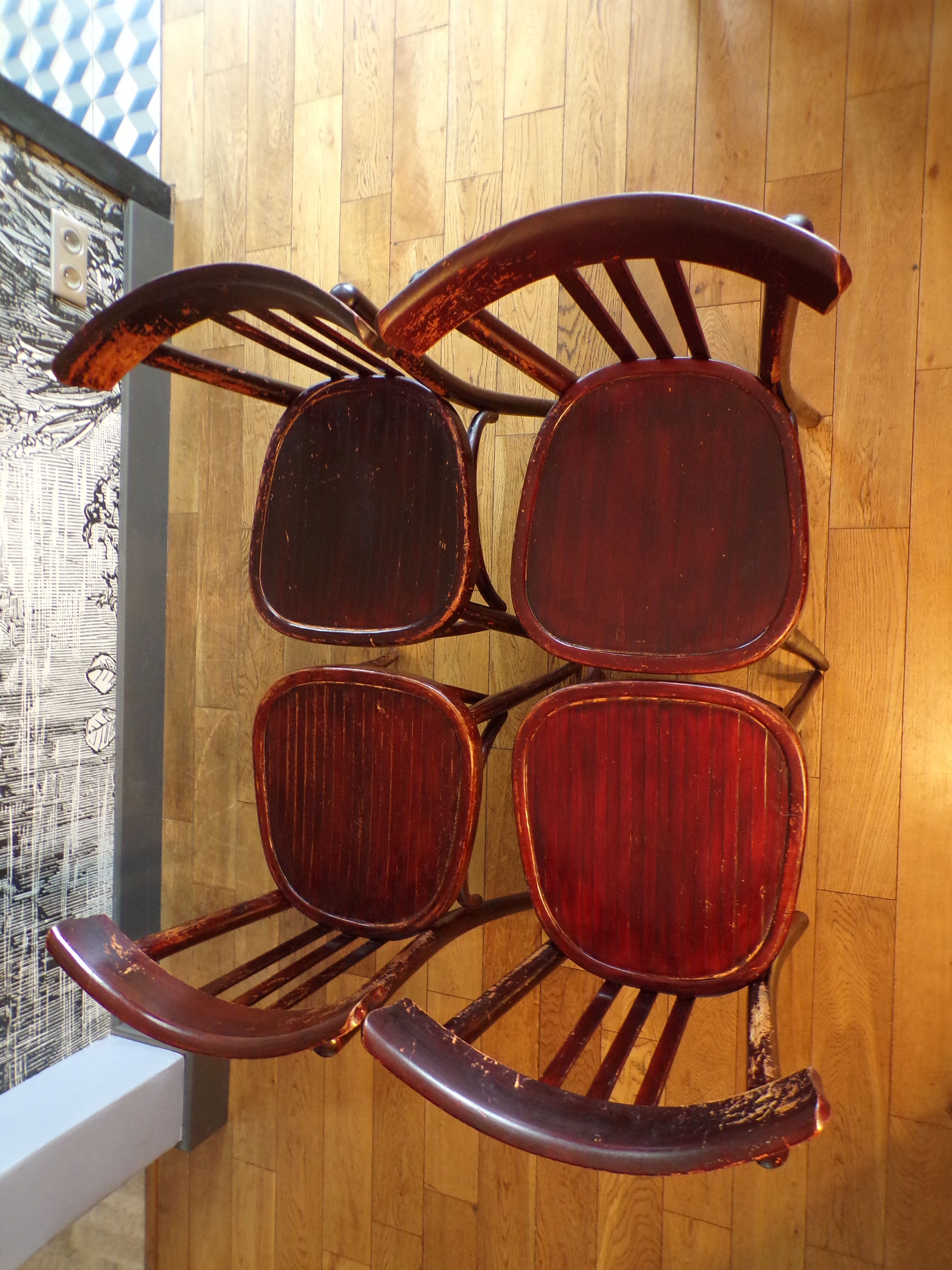 Suite 4 bistro chairs curved wood